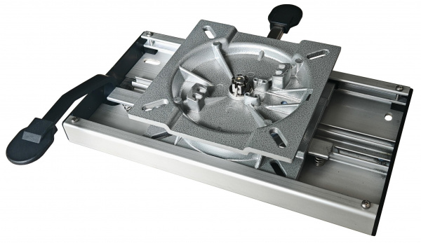 Drehscheibe aus Aluminium, mit Schlitten, Verriegelung an 8 Positionen, schwarzer Hebel