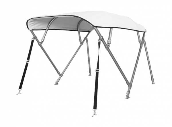 Bimini Top Deluxe Sonnenschutz mit 4 Armen, Edelstahl A4, L243xH137cm, verschiedene Breiten, weiss