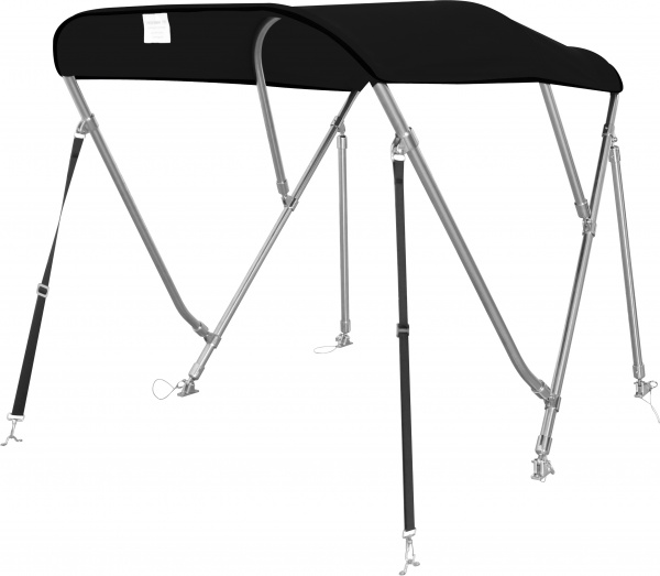 Bimini Top Deluxe Sonnenschutz mit 3 Armen, Edelstahl A4, L183xH117cm, verschiedene Breiten, schwarz