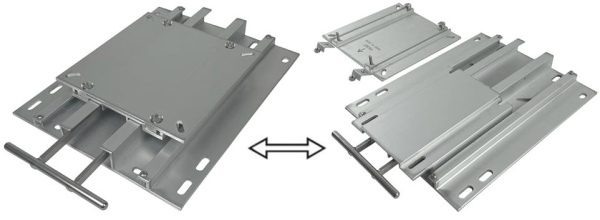 Flacher Stuhlschlitten 33,8 x 26,5 x 4 cm aus Aluminium, teilbar
