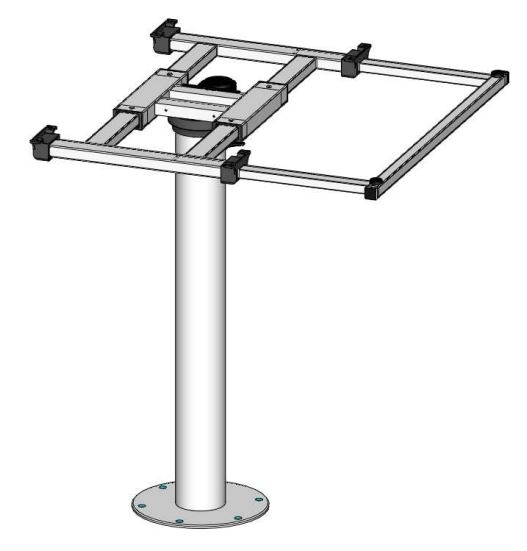ilse feste Tischgestell aus Aluminium mit Verschiebung, Verdrehung und Kulisse