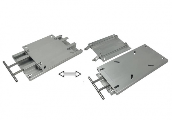 Flacher Stuhlschlitten 33,8 x 18,2 x 4 cm aus Aluminium, teilbar