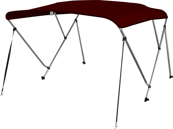 Bimini Top Deluxe Sonnenschutz mit 3 Armen, Aluminium, L183xH117cm, verschiedene Breiten, weinrot