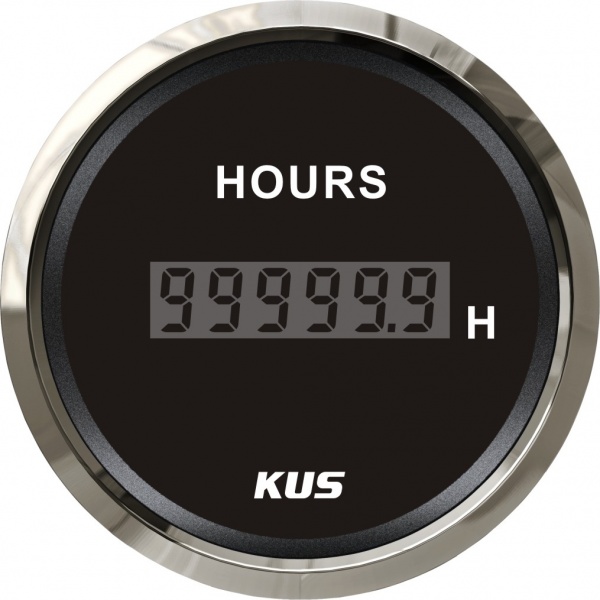 KUS - digitaler Stundenzähler, schwarzes Display mit Edelstahl-Lünette