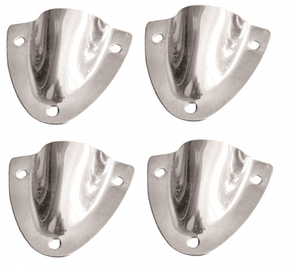 4 x Kabelabdeckung / Kabelhaube aus Edelstahl V2A, L 39 mm x B 45 mm x H 12 mm
