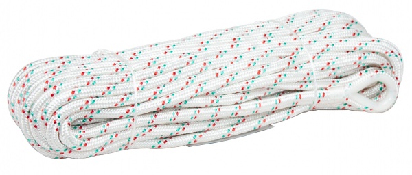 Ankerleine mit Kausch, Polyester, 24-fach geflochten, 10 mm x 30 m, weiss