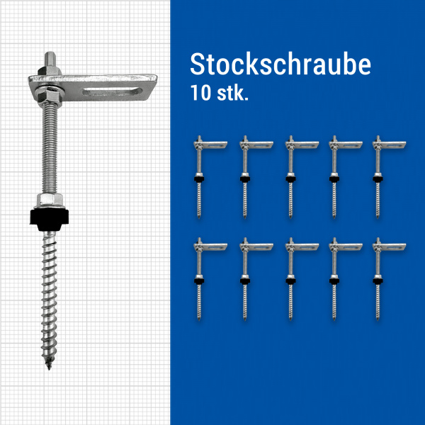 10 Stockschrauben M10x200 Edelstahl A2 für PV Solar Photovoltaik Montage
