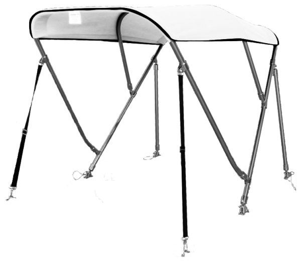 Bimini Top Deluxe Sonnenschutz mit 3 Armen, Edelstahl A4, L183xH117 cm, verschiedene Breiten, weiss