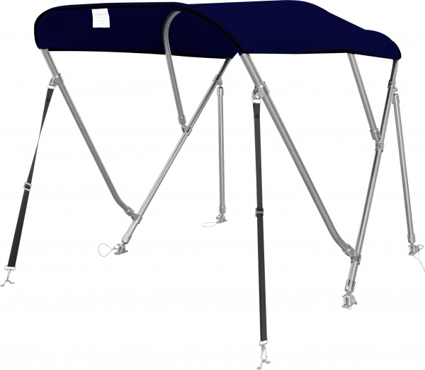 Bimini Top Deluxe Sonnenschutz mit 3 Armen, Edelstahl A4, L183xH117 cm, verschiedene Breiten, blau