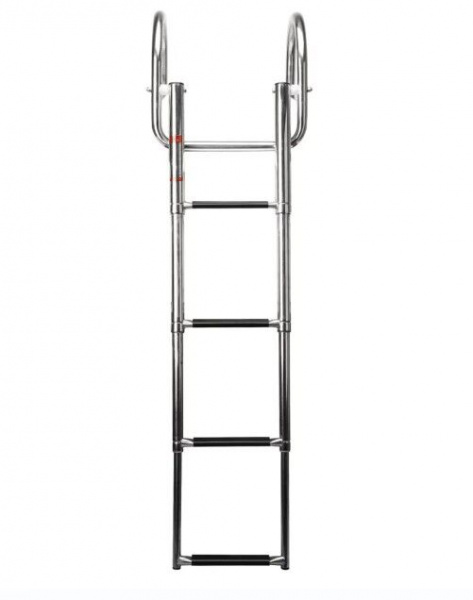 Teleskop Badeleiter aus Edelstahl A4, 4 Stufen, Zentrale Breite 25,4cm, mit Handlauf
